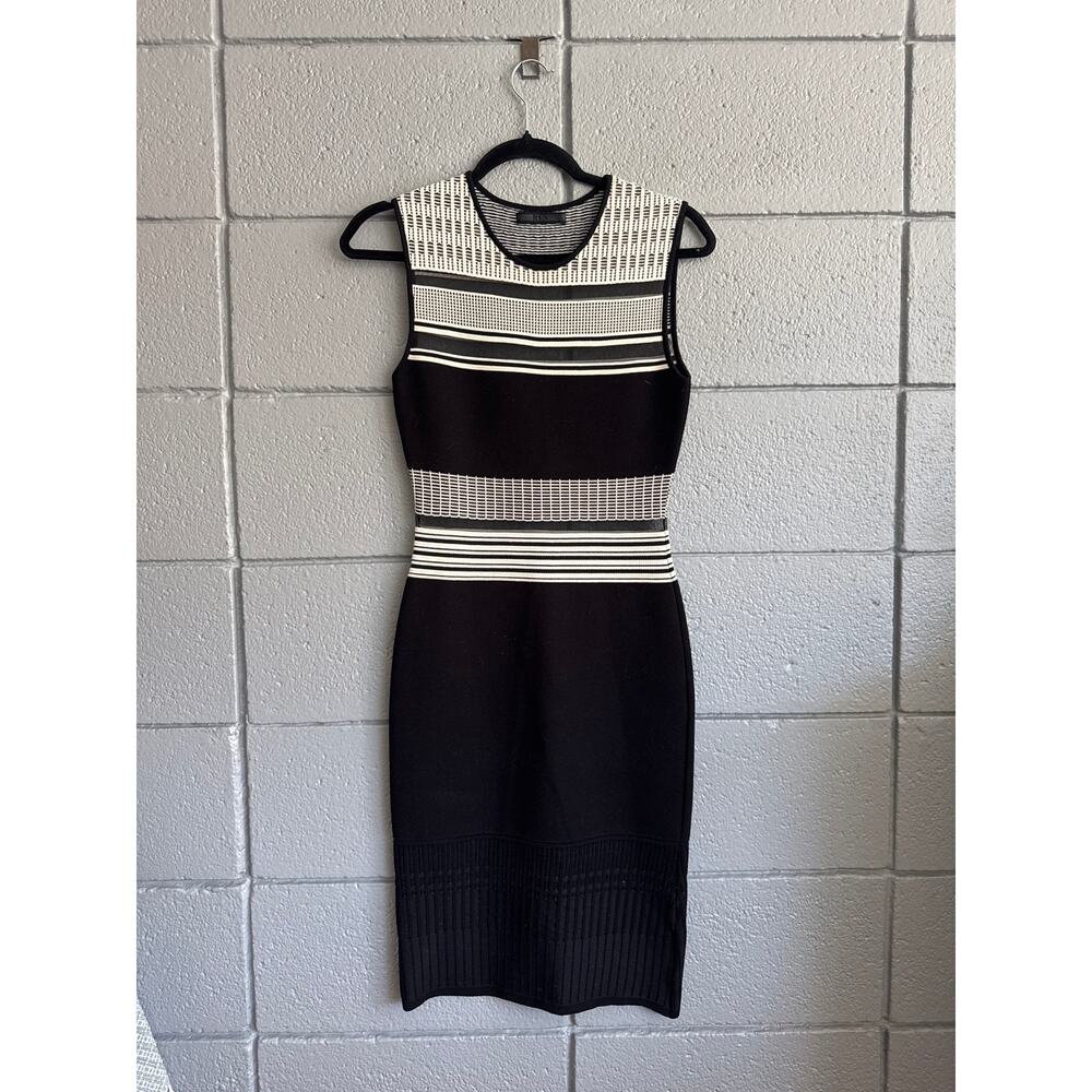 RVN Black and White Mesh Bodycon Panel Dress size XS